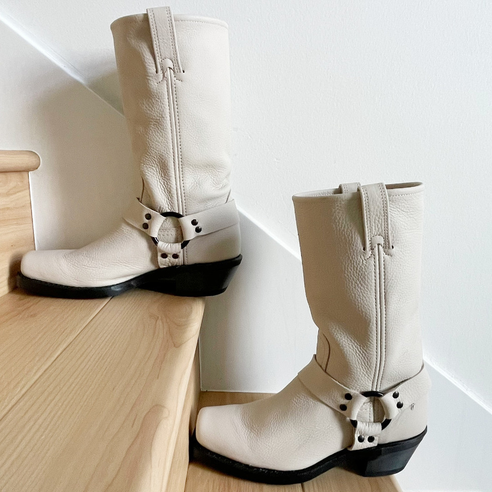 Frye Harness 12R Stone Leather Moto Boots New In Box NWT - Picture 4 of 14